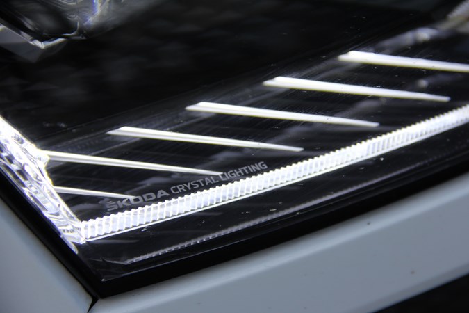 Close up of Skoda Karoq adaptive matrix headlights