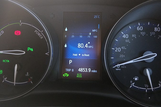 Toyota C-HR displaying 80.6mpg fuel economy following our eco drive around the M25