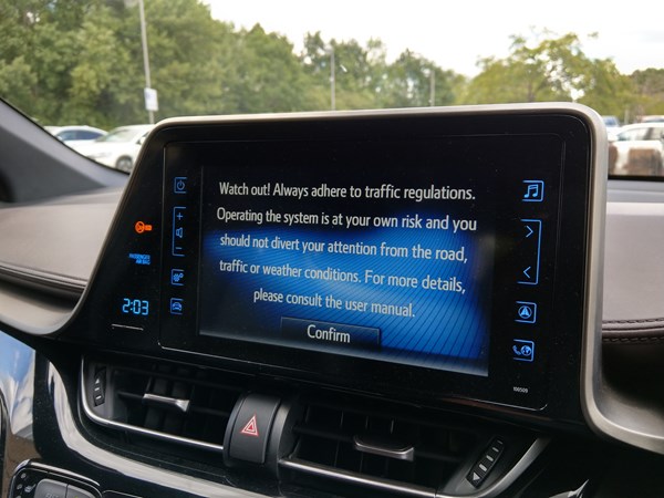 Toyota C-HR disclaimer on screen