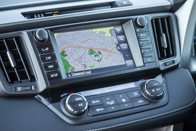 We prefer the physical controls on the RAV4's stereo to the touchscreen ones on the C-HR