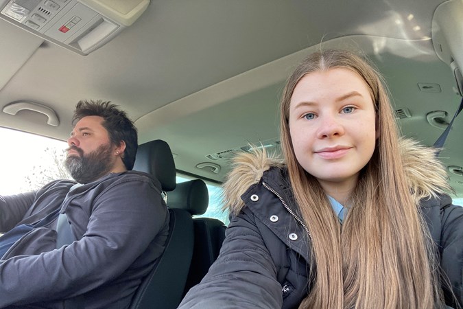 Keith WR Jones and daughter in a Volkswagen Caravelle long-termer
