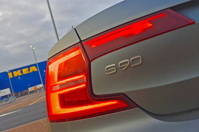 Grey 2017 Volvo S90 rear lights at Ikea Sheffield