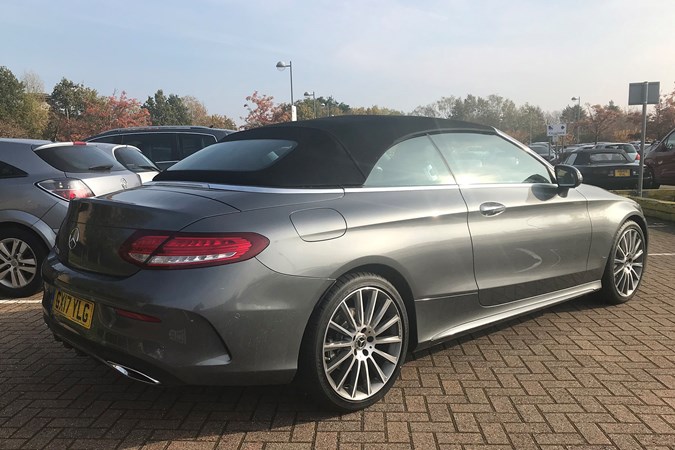 C-Class Cabriolet: 2018 C 250 d Selenite Grey, rear, roof up