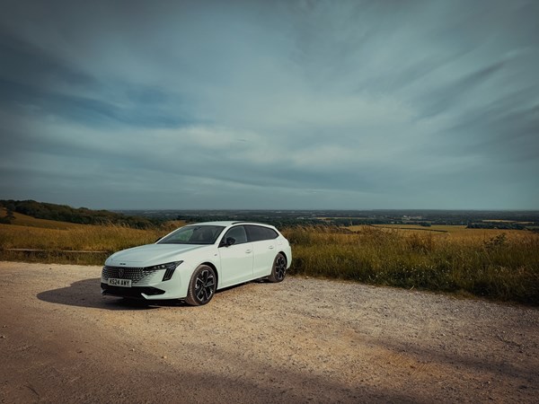 Peugeot 508 SW at a beauty spot in southern England