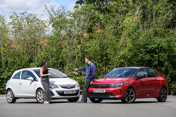 Vauxhall Corsa (2013) and Vauxhall Corsa (2024) front static