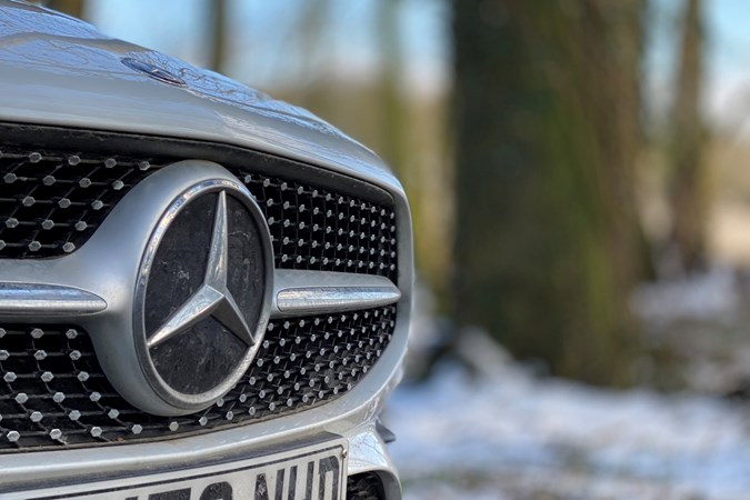 White 2020 Mercedes-Benz CLA 220 d Shooting Brake front grille detail