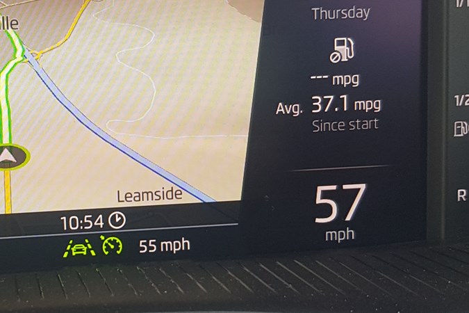 A close up of the Skoda Fabia MPG display on the cockpit