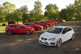 Our long-termer with the rest of the SEAT Leon Cupra range at the UK launch