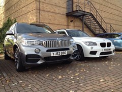 The BMW X1 is not a small car but it certainly looks it next to its big brother, the X5 