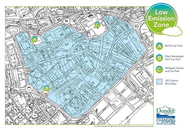 Dundee Ultra Low Emission Zone map