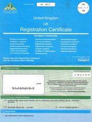 Graphic of UK Car registration certificate