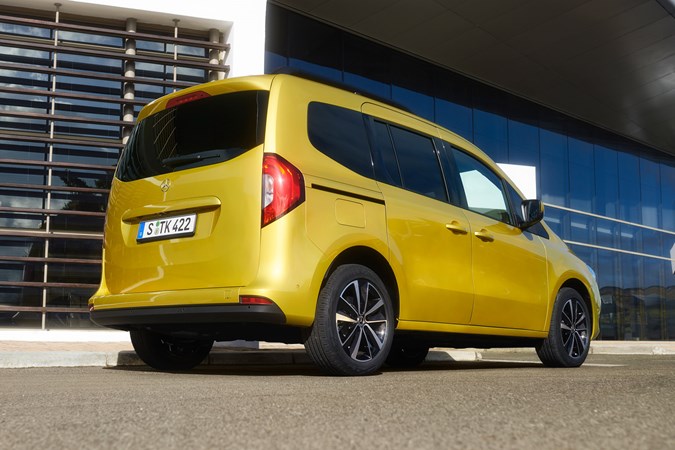 Mercedes-Benz T-Class, yellow, rear view, verdict