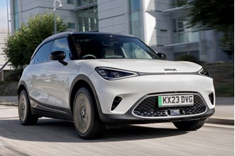 Smart #1 front three quarter driving, white paint