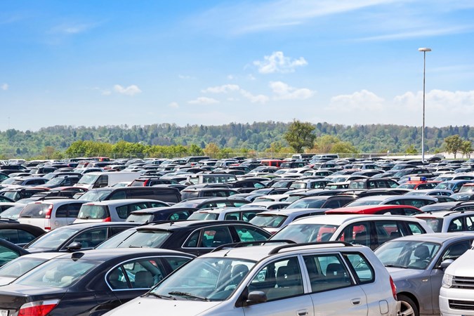 Rows of parked cars