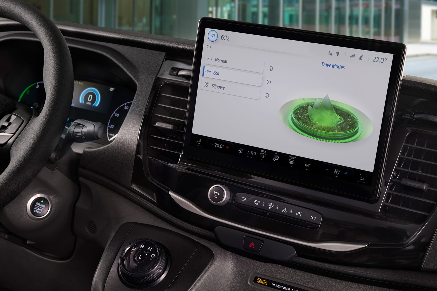 Ford E-Transit review - driving modes shown on central touchscreen