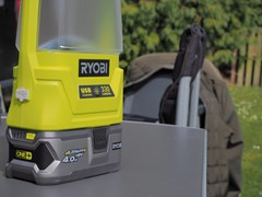 A close-up of the Ryobi radio