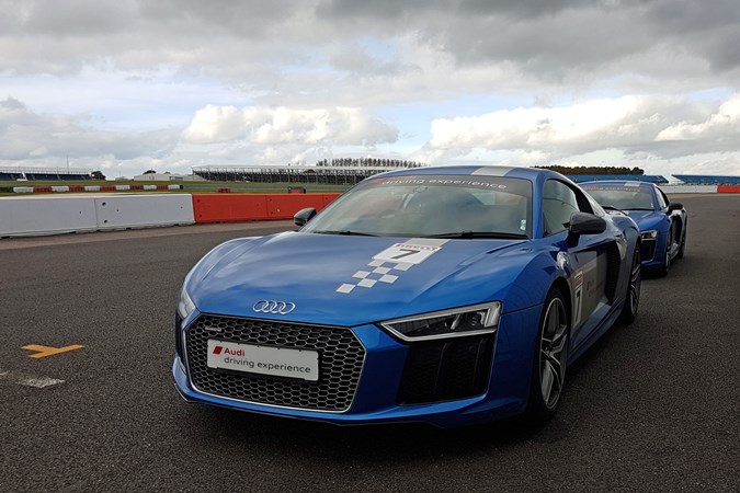 Audi R8 on the Audi Sport Driving Experience, parked in the pitlane at Silverstone