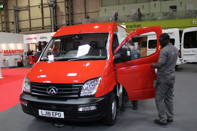 LDV at the CV Show 2018 - EV80 electric van being prepared for Royal Mail trial