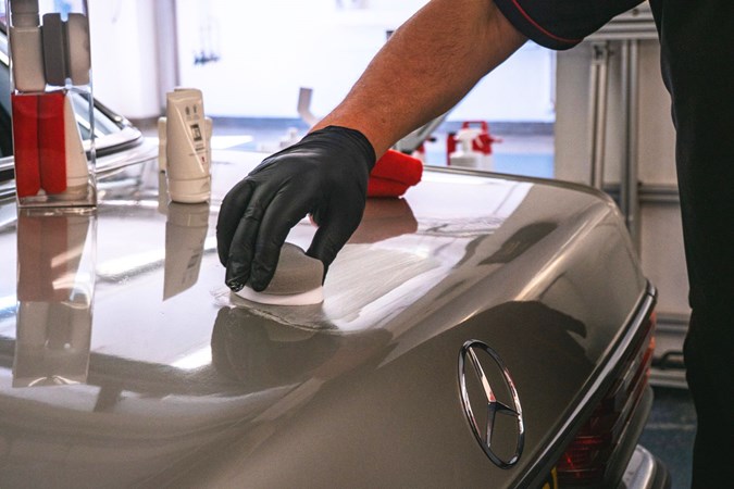 Autoglym's scratch remover applied to car boot