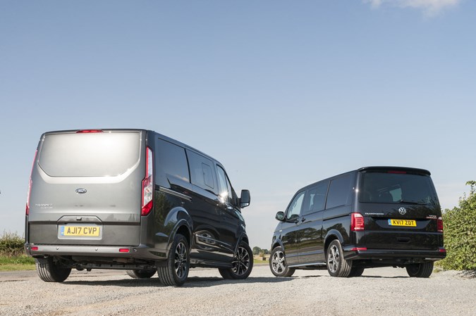 Ford Transit Custom Sport vs VW Transporter Sportline twin test review - comparing the rears