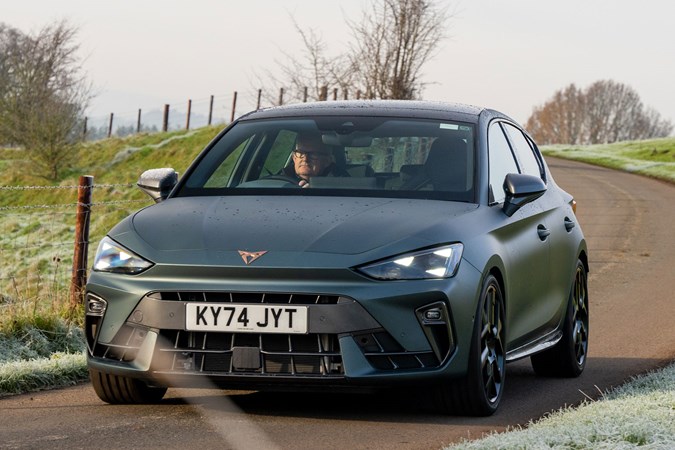 Cupra Leon (2025) review: front driving, matte grey paint