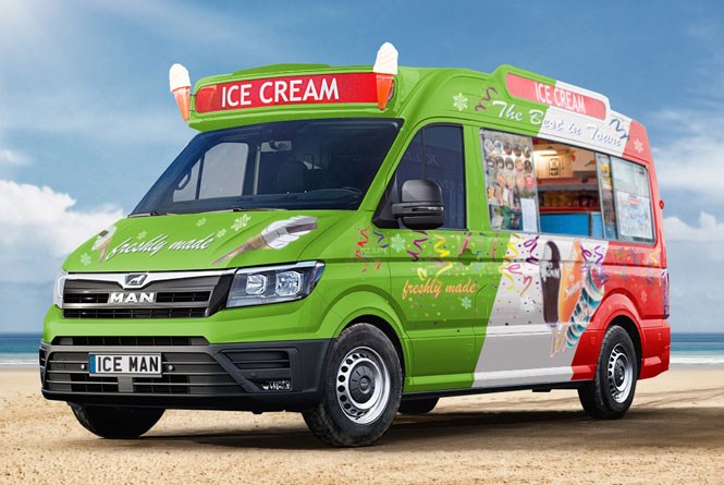 Ice Cream MAN - new TGE large van in cool disguise for April Fools' Day