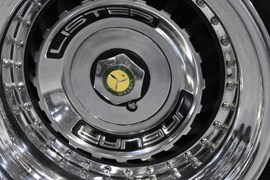 The chrome wheel of a Lister