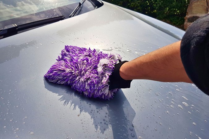 Car Gods Proteus Shampoo applied onto Volvo bonnet