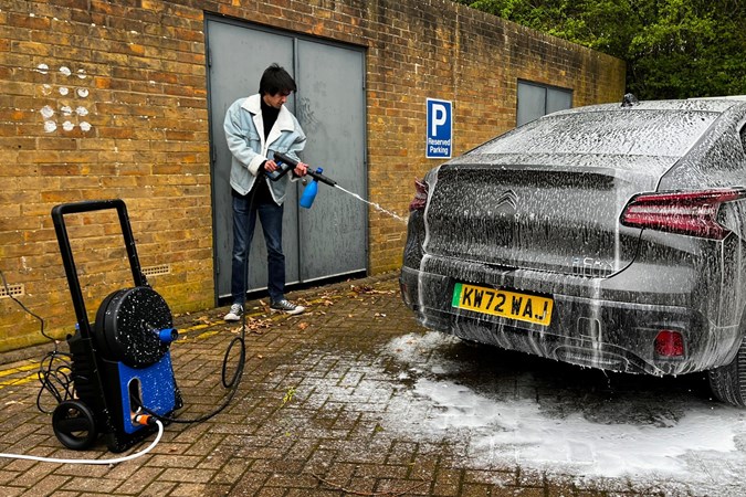 The Nilfisk 170 pressure washer in use