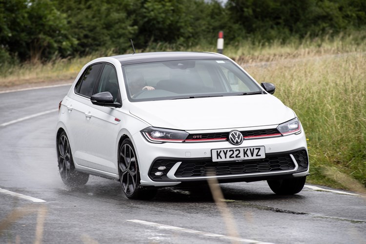 Volkswagen Polo GTI review - front view, driving in rain