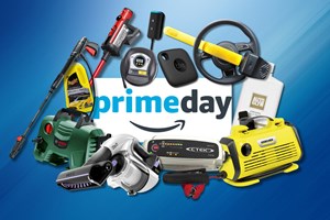 A selection of products and the Amazon Prime Day Logo