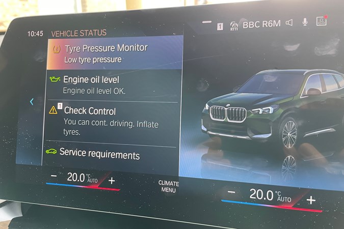 BMW X1 long termer tyre warning screen