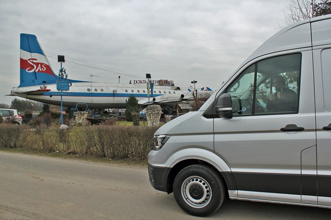 VW Crafter long-term review - aircraft roadside attraction in Poland