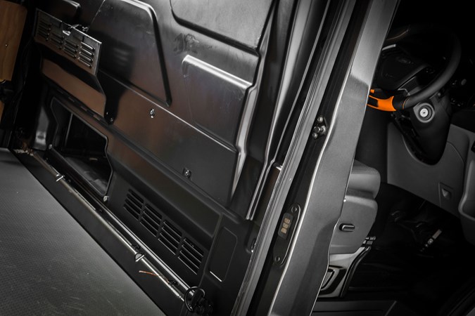 Ford Transit Guy Martin Edition review - load-through hatch in bulkhead