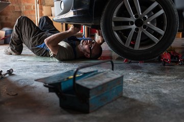 A man working on a car