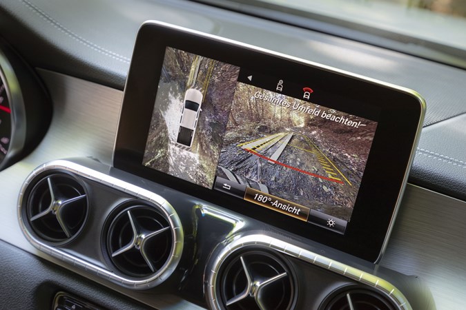 Mercedes X-Class X 350 d pickup review - surround view camera system on central display screen