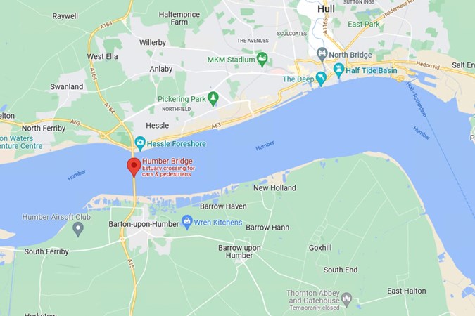 Google snip of Humber Bridge and surrounding area