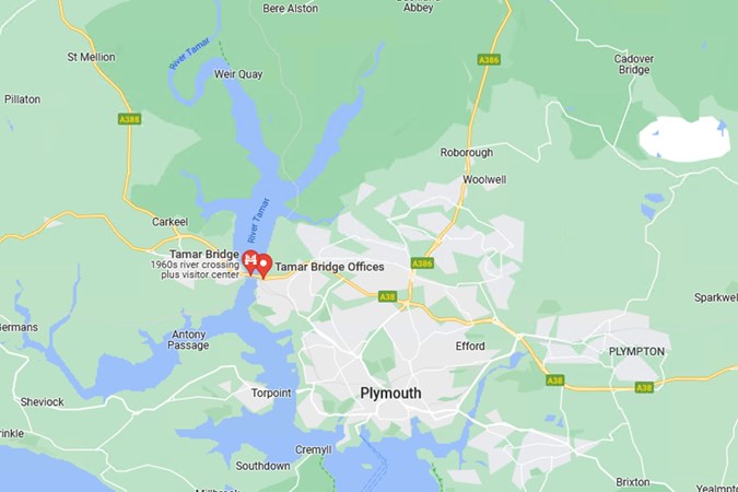 Google snip of Tamar Bridge and surrounding geography