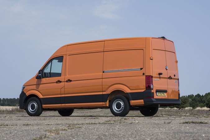 VW Crafter vs Mercedes Sprinter - Crafter, silver, rear view