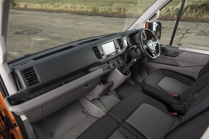 VW Crafter vs Mercedes Sprinter - Crafter cab interior, dashboard