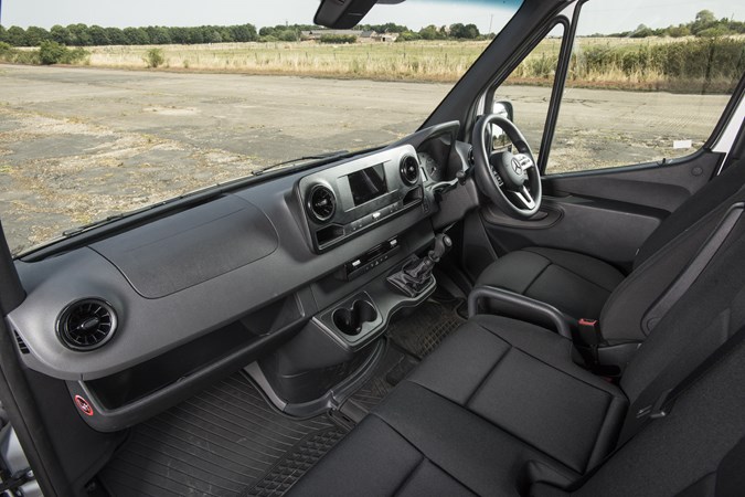 VW Crafter vs Mercedes Sprinter - Sprinter cab interior, dashboard
