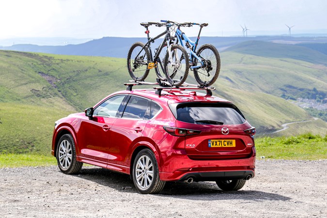Mazda CX-5 roof rails with bikes rear