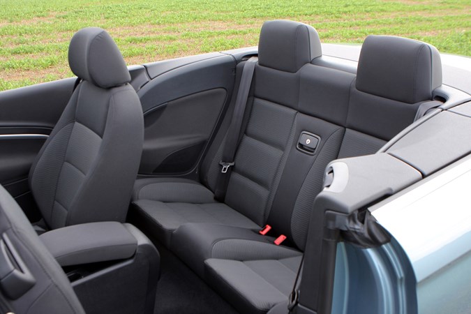 Volkswagen Eos rear seat space, 2011, black fabric