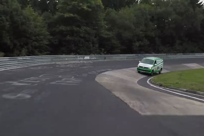 VW Transporter takes on the Nurburging - on track, front view