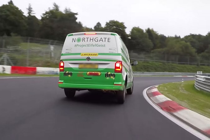 VW Transporter takes on the Nurburging - on track, rear view