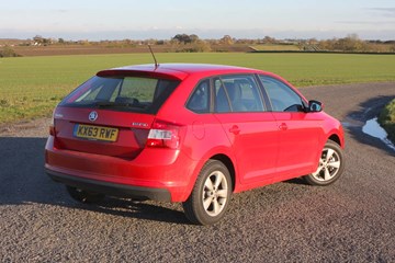 Red Skoda Rapid Spaceback