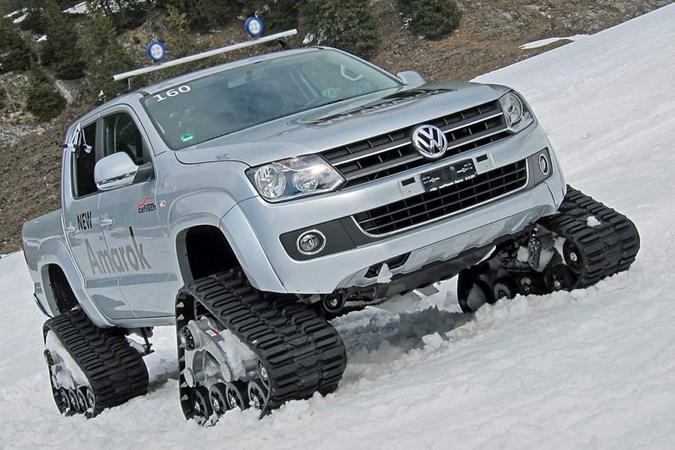 Tracked VW Amarok in the snow