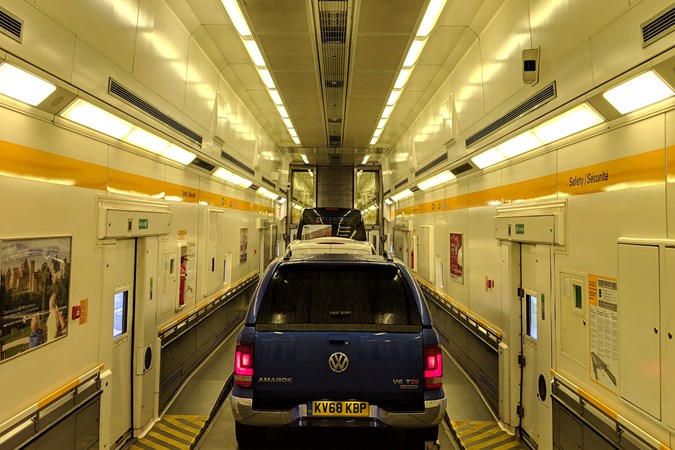 The VW Amarok fits in the Eurotunnel carriage as a 'high car'