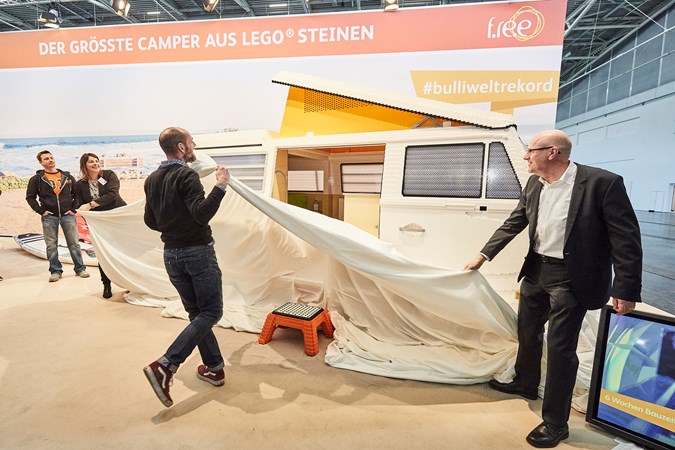 VW T2 camper made out of Lego - being unveiled