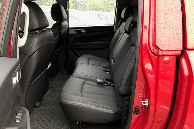 The large rear seat space of the 2019 SsangYong Musso pickup